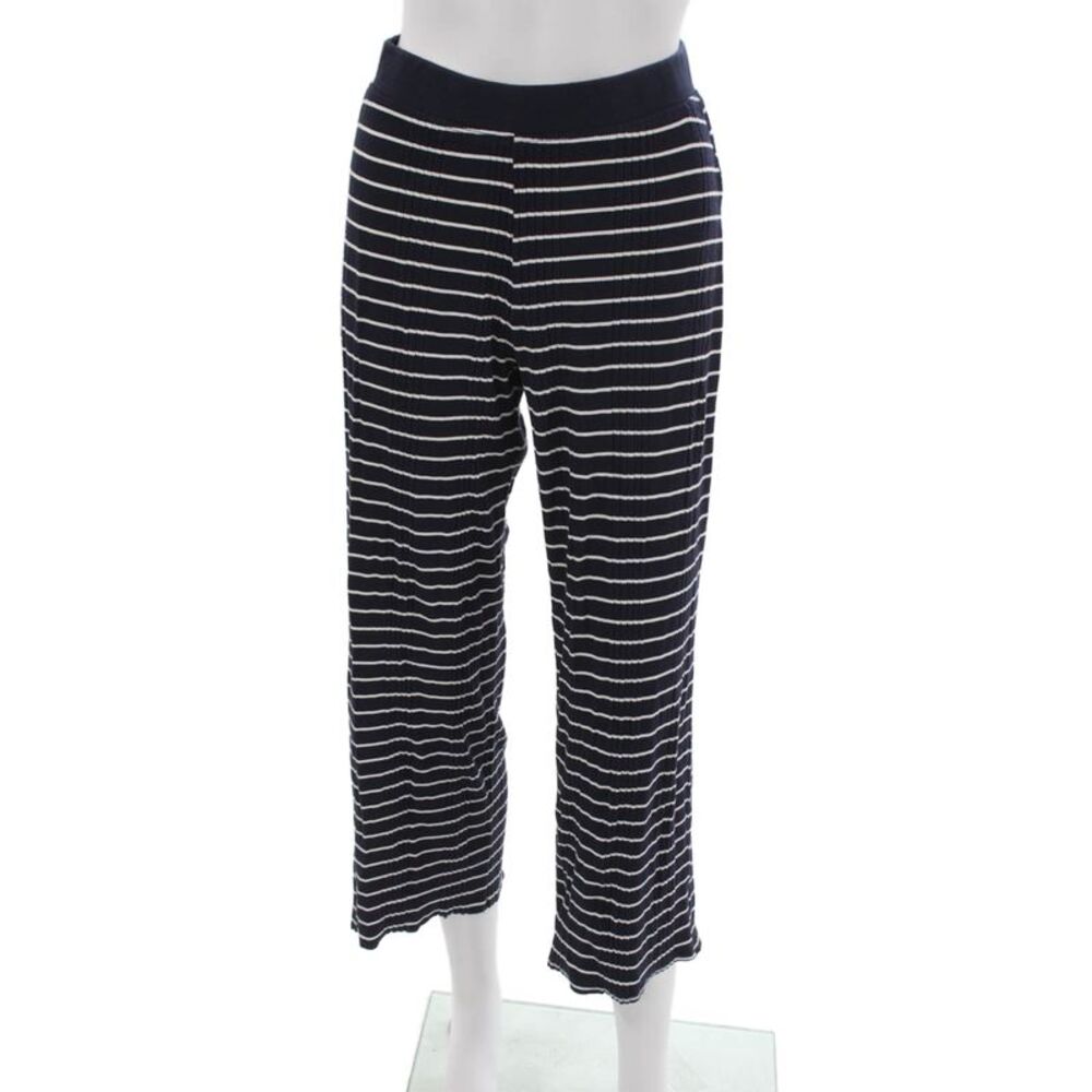 Electric & Rose Women Cropped Striped Cotton Blend Pants Blue Size XS